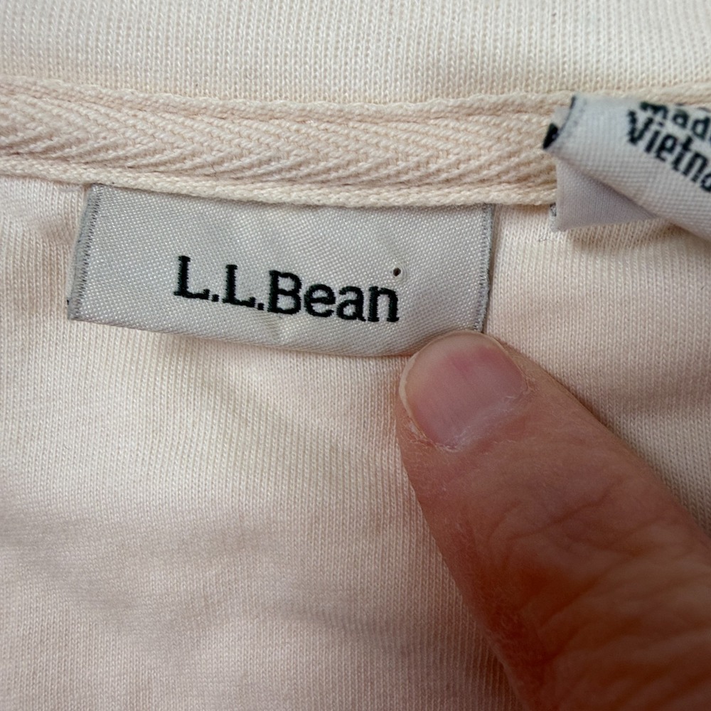 LL Bean Womens Quilted Full Zip Sweatshirt Sz M Petite Cream Outdoors Camp Trail - Picture 9 of 12